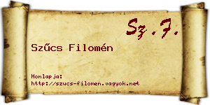 Szűcs Filomén névjegykártya